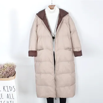 

2019 Women Winter Long Coat Long Sleeve Light White Duck Down Women Loose Warm Long Coat Casaco Feminino Oversized Parkas