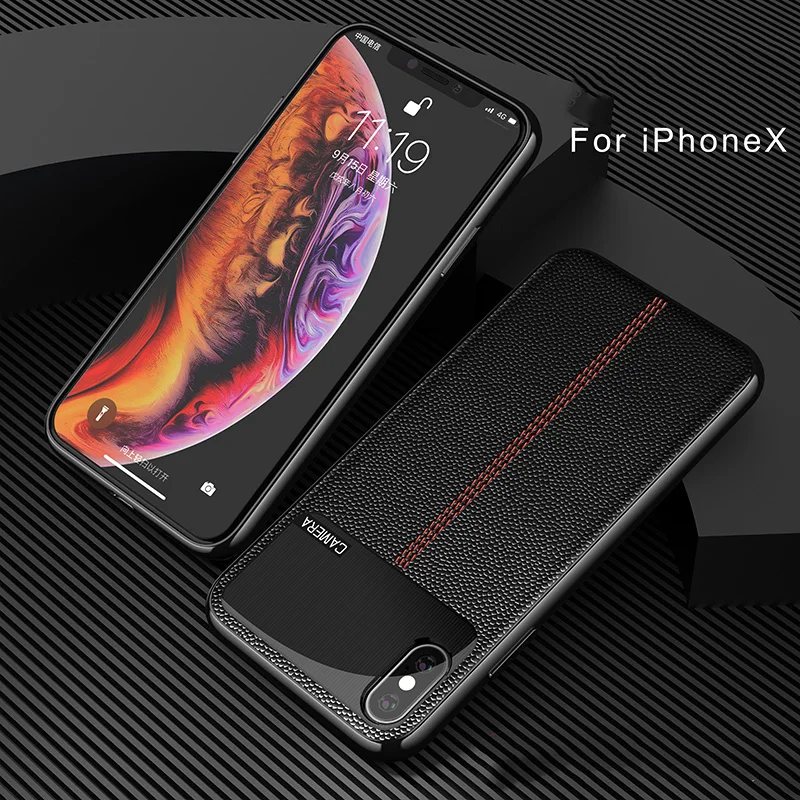 black Чехол из натуральной кожи с покрытием для Iphone X, чехол для бизнеса, первый слой из натуральной воловьей кожи, чехол - Цвет: black