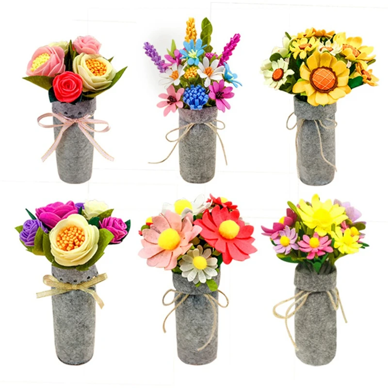 

Non-woven Fabric Handmade Felt Flowers Simulation Decorative Flower Set DIY Handmade Material Package Reusable Home Ornaments