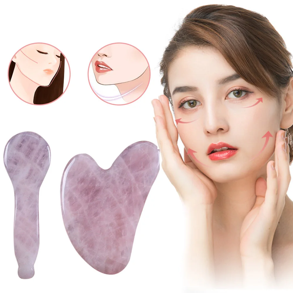 Massage Gua Sha Tool 100 Natural Rose Quartz Stone China Traditional
