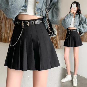 

Skirts Ms. Qiu dong han edition a word skirt pleated skirt letters black short skirt of tall waist cultivate one's morality