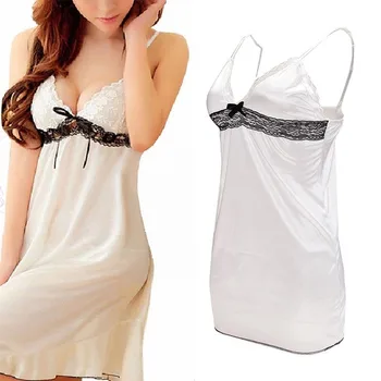 

Women's Nightgowns & Sleepshirts Sexy Ladies Lace Sleeping Dress Deep V Lingerie Babydoll Nightwear Night Jacket