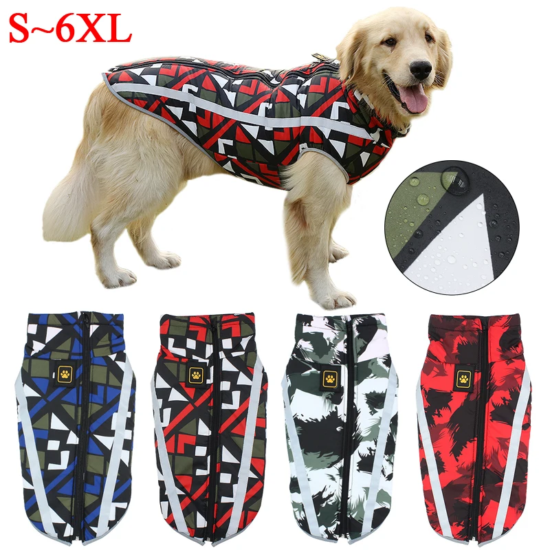 Dog Coat Dog-Jacket Labrador Reflective Large Breed Chihuahua Waterproof Winter Overalls
