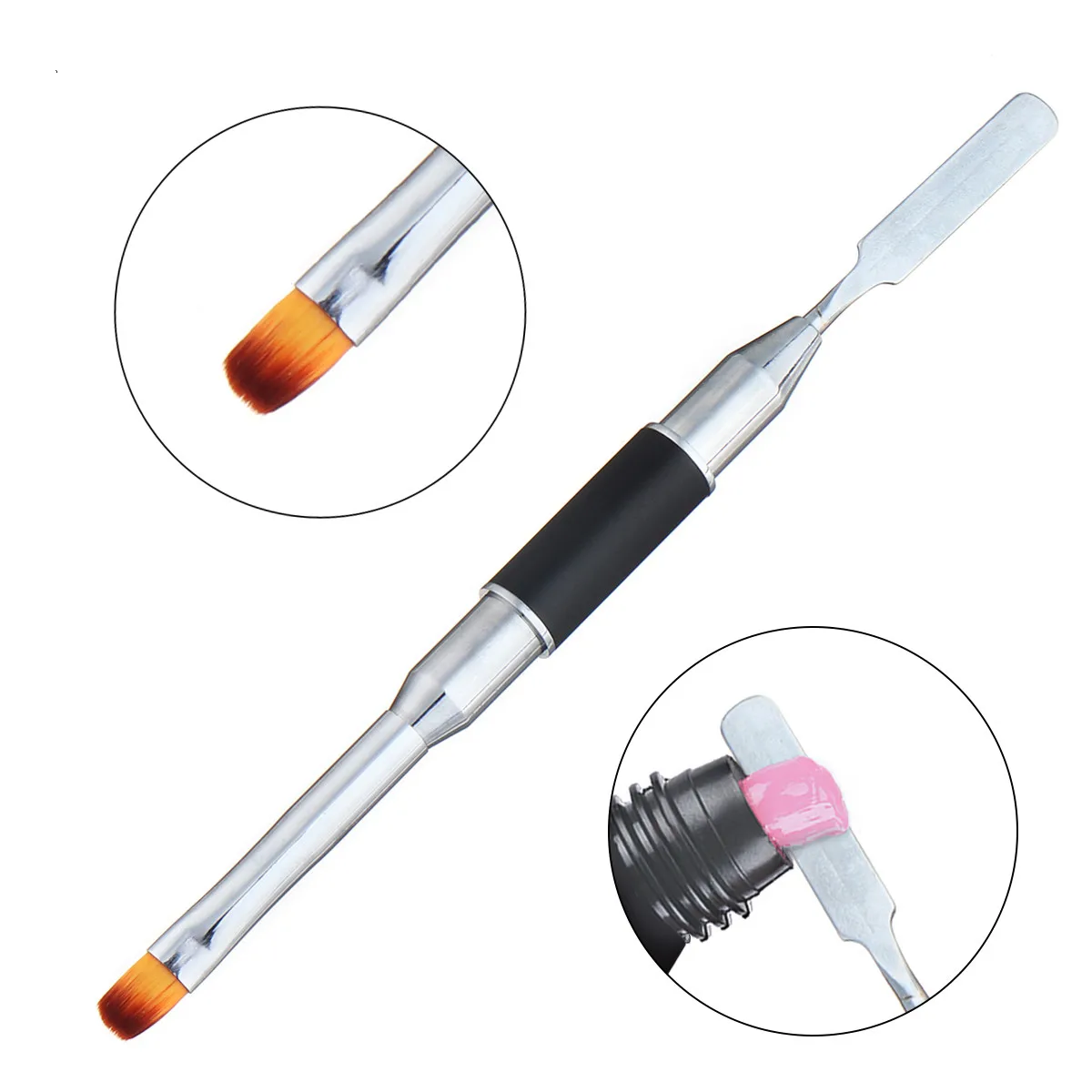 

2019 New Dual Ended Nail Art Brush Acrylic UV GEL Extension Builder Flower Painting Pen Poly Gel Spatula Stick Manicure Tools