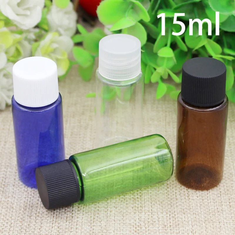 

15ml Plastic Water Bottle Empty Cosmetic Makeup Essential Oil Lotion Package Travel Container Blue Green Brown Free Shipping