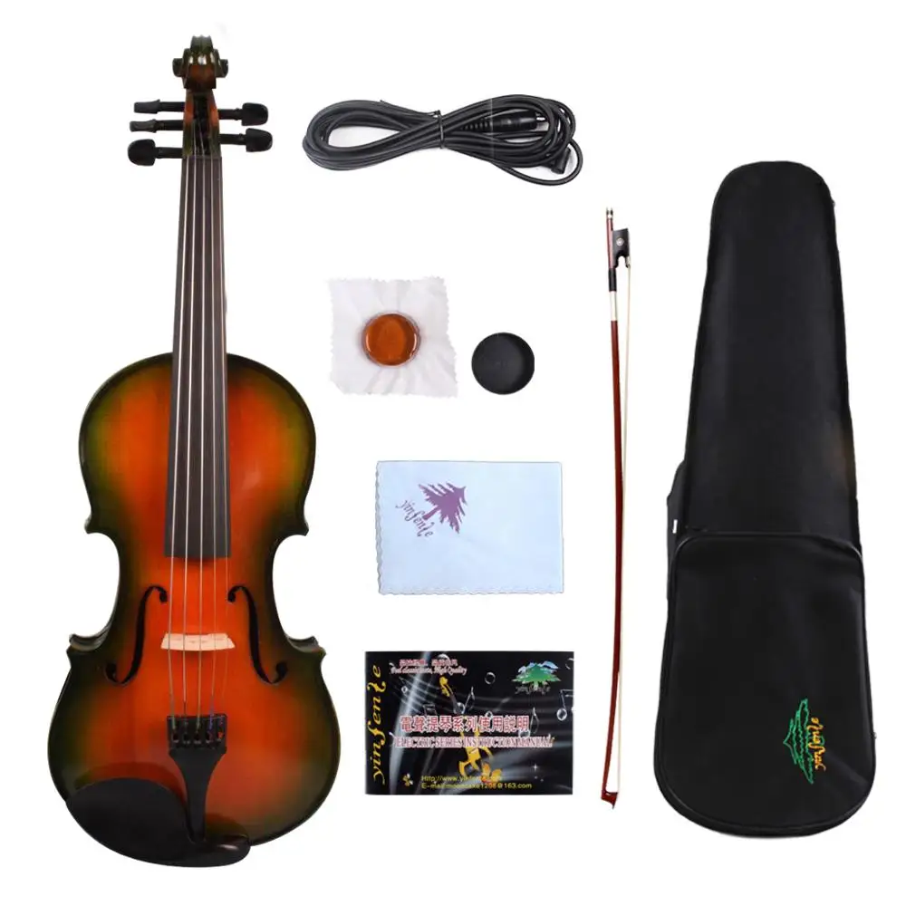 

Yinfente 5String Electric Violin 4/4 Spruce+Maple Handmade Ebony Parts Free Case Bow Rosin#EV1