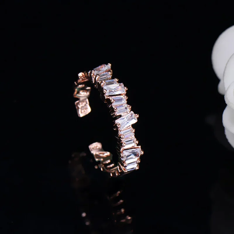 Необычные золотые/серебряные цвета, новые модные обручальные кольца для женщин, AAA кубический цирконий, юбилейное Ювелирное кольцо на палец - Цвет основного камня: rose gold