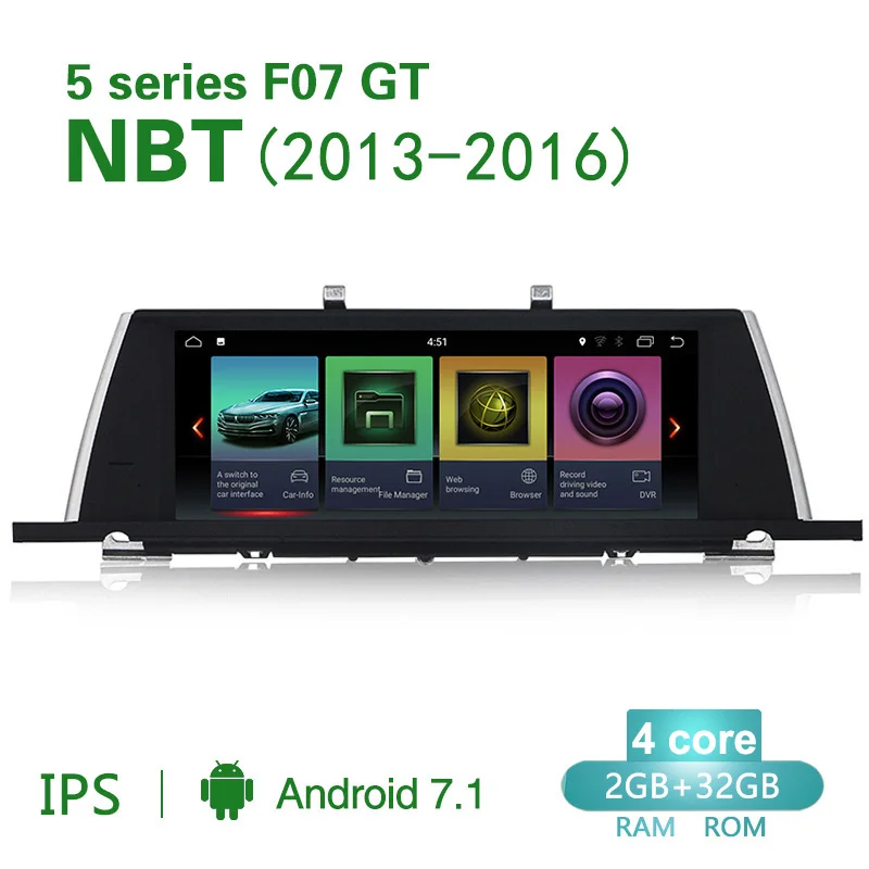 Qualcomm 8 ядерный Android 9,0 4G lte автомобильный gps-навигация, радио, стерео для BMW 5 серии GT F07 4G ram 64G rom wifi BT ips экран - Цвет: 4core 2G 32G NBT