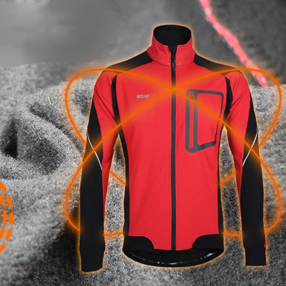

ARSUXEO Winter Windproof Jersey MTB Mountain Bike Jacket Warm Thermal Cycling Long Sleeve Jacket Bicycle Clothing Plus Size XXXL