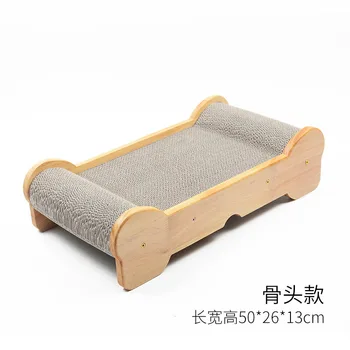 

ITSMAOMI Corrugated Cat Scratch Board Solid Wood Cat Bed Cat Sofa Grinding Claws Toy 50x26x13cm