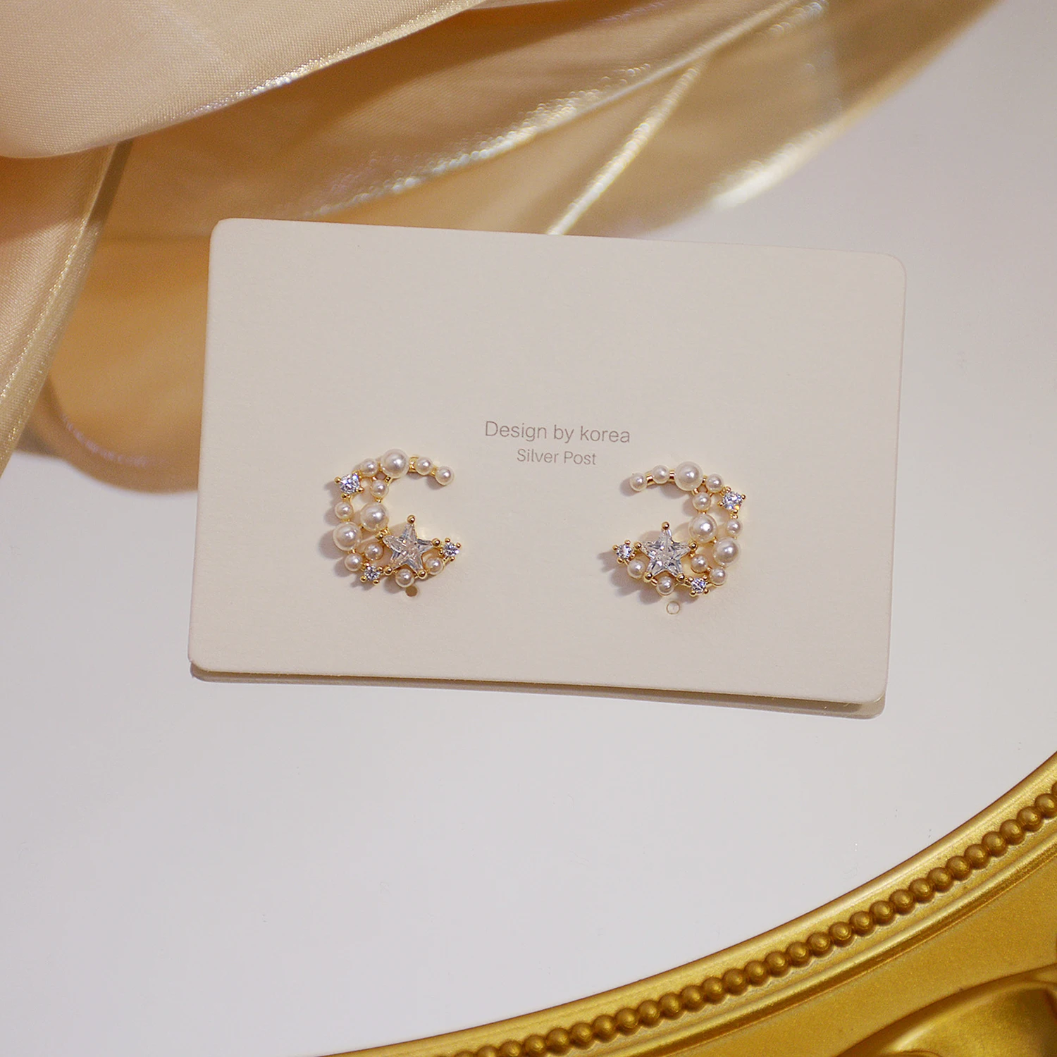 Earrings For Women Moon Pearl Zircon Star Flash Diamond 14k Real Gold Exquisite Stud Earring Pendant Korean Fashion Jewelry - Image 6