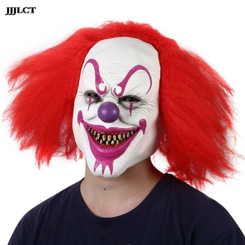

Double-sided latex rubber mask Halloween costume mask (blood) clown with adult hair mask scary evil clown mask