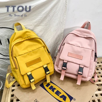

Sweet Solid Color Larger Capacity Women Backpack Many Pocket Quality Travel Female Shoulder Bag Laptop Book Hold For Students
