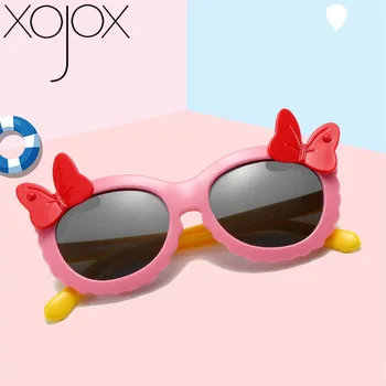 

XojoX Girls Bow Polarized Sunglasses Round Frame Eyewear UV400 Silicone Comfortable Children Outdoors Goggles Baby Sun Glasses