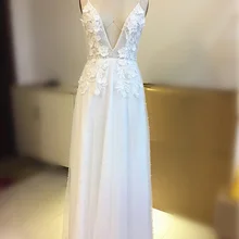 Свадебное платье с объемным цветком и глубоким вырезом, маленькое ТРАПЕЦИЕВИДНОЕ ПЛАТЬЕ С тонкой спинкой и блестящим слоем, новое уникальное свадебное платье