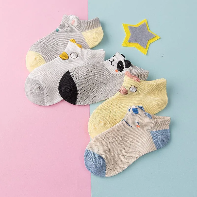 5 пар/лот детские носки для мальчиков и девочек, модные хлопковые носки с дышащей сеткой весна-лето, высокое качество, От 1 до 8 лет, подарки на день рождения - Цвет: 19
