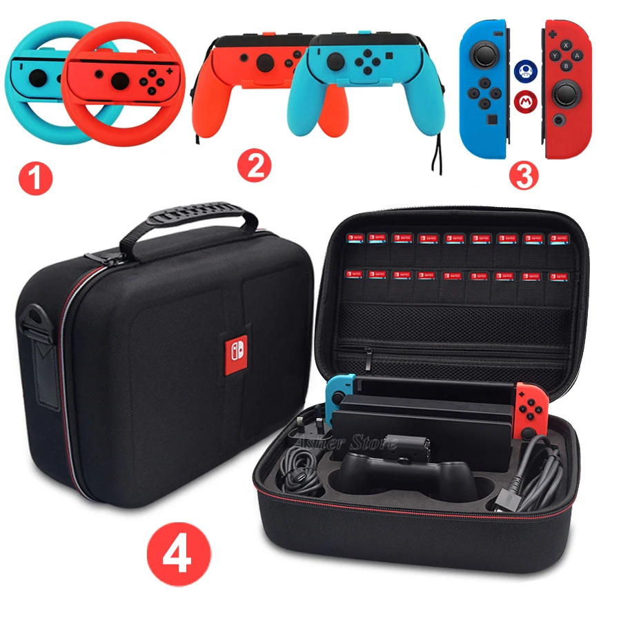 

9 in 1 Nintend Switch Storage Case Steering Wheel Handle Grip Silicone Skin for Nintendo Switch Nintendoswitch NS Accessories