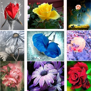 

5D Diamond Painting Full Drill Square Blue rose chrysanthemum Picture Ever Moment Diamond Embroidery Decorations for Living Room