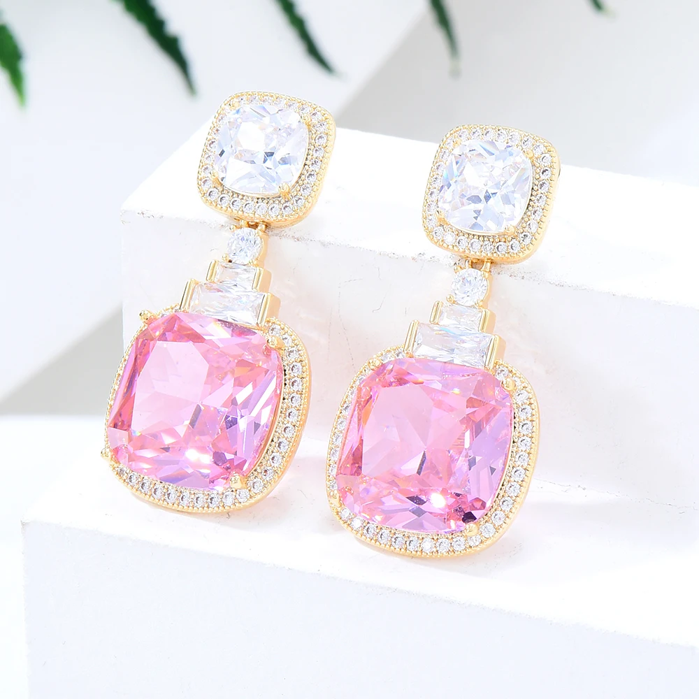Siscathy European Style Crystal Hanging Earrings For Women Trend Cubic Zircon Earring Wedding Party Celebration Jewelry Female