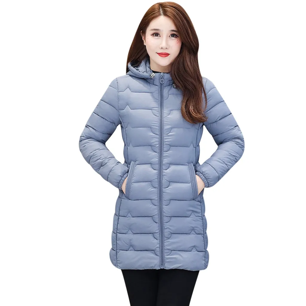 

Winter Thicken Warm Long Coat Women Casual Coats New Fashion Korean Style Hooded Zipper Tops Parkas Female Outerwear Coats
