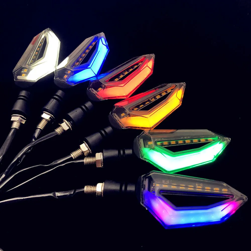 

2Pcs Motorcycles Turn Signal Lights LED Flasher Amber Flexible Stop Signal Lamp for Rear Directions Cafe Racer Tail Light
