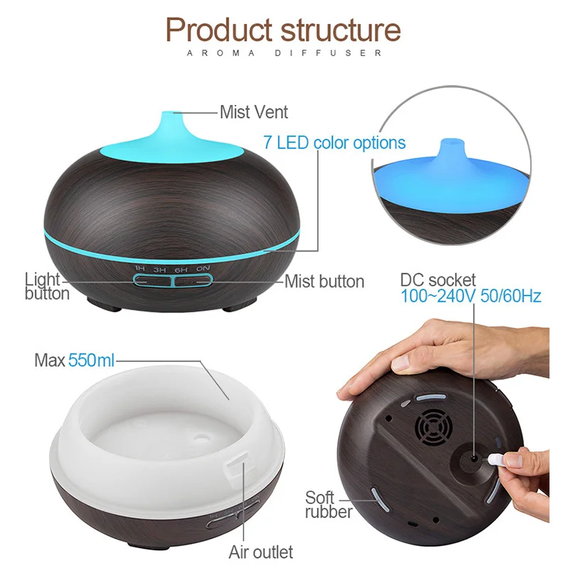 Günstig KBAYBO 550ml ätherisches öl aroma diffuser ultraschall luftbefeuchter kühlen nebel maker aromatherapie klimaanlage fogger für hause