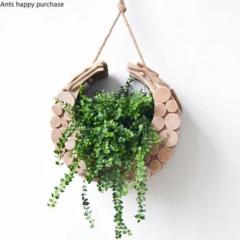 

Handmade Solid Wood Wall-mounted Vase Restaurant Decorative on The Wall Background Living Room Decorative Crafts Hydroponic Vase