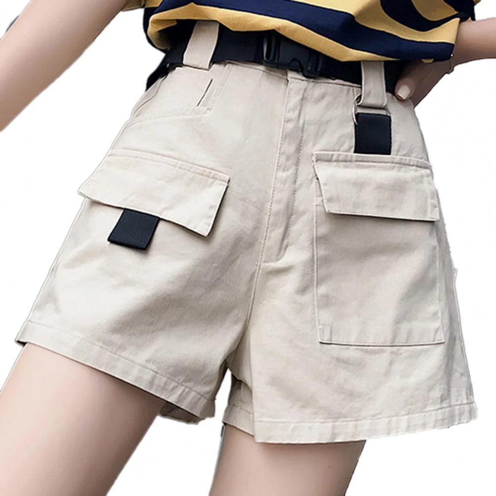 Facilitar comentarista campana Pantalones cortos elegantes de cintura alta para mujer, de algodón puro,  ajustables, para ir de compras, 2021|Pantalones cortos| - AliExpress
