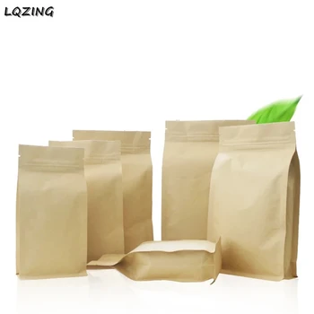 

20pcs/lot Kraft Paper Aluminized zip lock bags Large capacity stand up pouch bag storage metallic coffee bag for food packaging