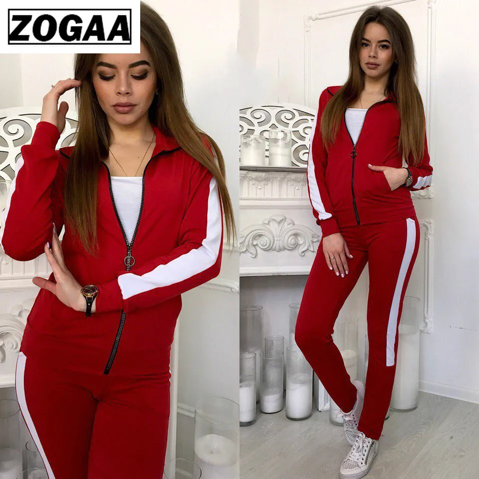 Женский спортивный костюм ZOGAA комплект из двух предметов топ и штаны Модный