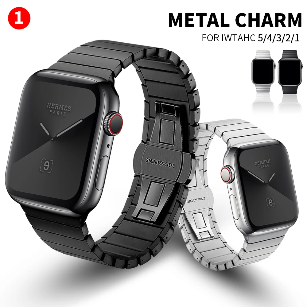 

Stainless Steel strap for Apple Watch band 44 mm 40mm iWatch band 42mm/38mm Butterfly buckle Metal Bracelet Apple watch 5 4 3 21