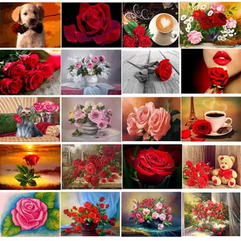 

Warm Roses DIY Canvas oil Painting On Wall Coloring By Numbers Art Picture for Modern Home Decoration creative gifts for family