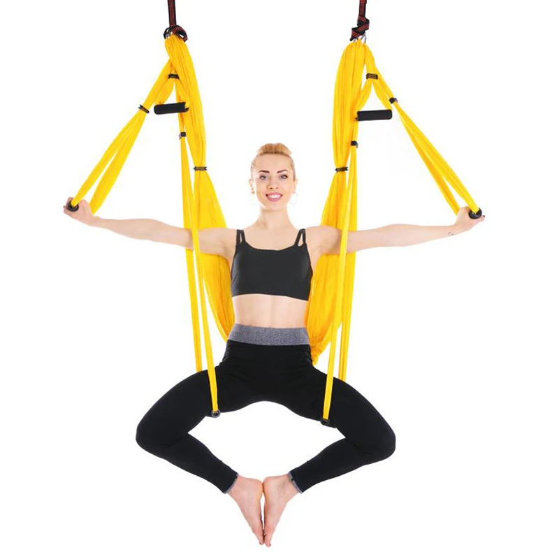 Yoga Hammock Set Anti-gravity Aerial Multifunction Yoga Belt Flying Yoga Inversion Tool For Pilates Body Shaping - Color: HYD014-Y