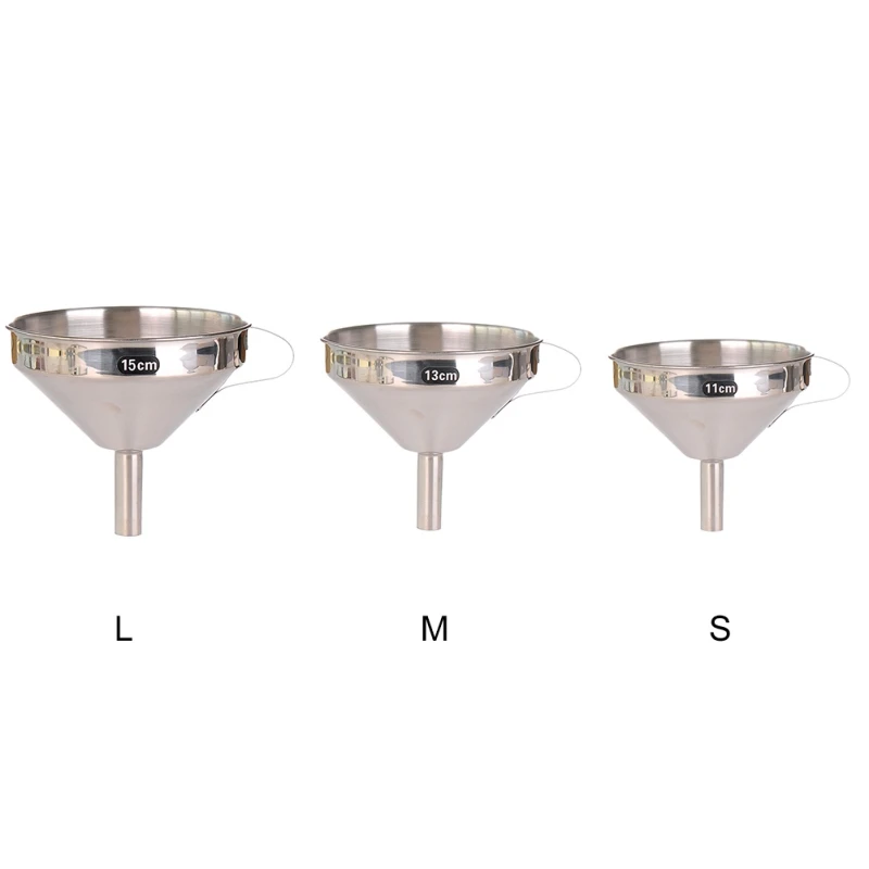 Functional Stainless Steel Funnel Kitchen Oil Wine Honey Funnel Perfume Liquid Water Tools