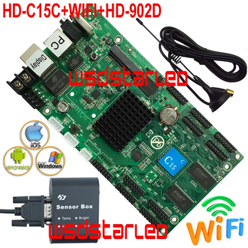Замена HD-C10C wifi+ HD-902D температура+ Влажность+ датчик яркости асинхронный Полноцветный P6 P5 P3 P2 светодиодный экран