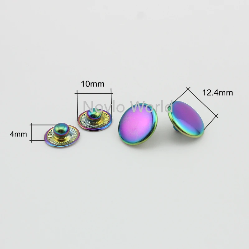Nolvo World 20-100 pieces rainbow 12mm metal buttons for clothes fasterns decorative handbag buckle snap button