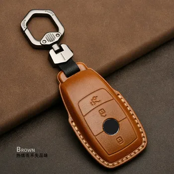 

Genuine Leather keyfob 3 Buttons car key shell set For Mercedes Benz AMG W205 E320L C200 C180 C260 C300 fob Sport Protector