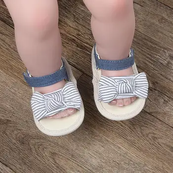 

Summer Baby Girl Anti-slip Striped Bow Princess Shoes High Quality Sandals