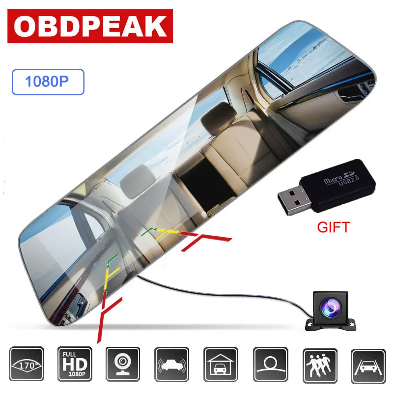 

Car Dvr Dual Lens Car Camera White Rearview Mirror Recorder With Rear View Camera Video Registrator Auto Vehicle Dvr Dash Cam