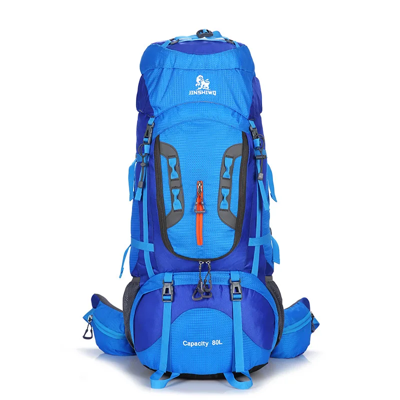 Открытый 80L большой емкости Кемпинг Треккинг Рюкзак Многофункциональный Пешие прогулки альпинистский рюкзак унисекс дорожные сумки для альпинизма - Цвет: Blue