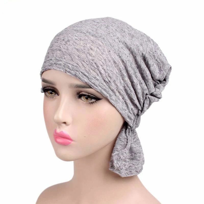Модный тюрбан для женщин Качество хлопок Простые хиджабы мусульманские повязки на голову украшения поп шапочка для химиотерапии Аксессуары для повязки - Цвет: light gray