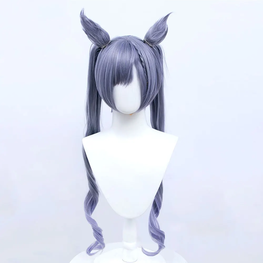 Synthetic Wig Keqing Cosplay Genshin impact Cute Double Ponytail Extensions Purple Hair Wigs for woman Clip in Hair Extension 2