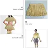 Гавайская Юбка из соломки, костюм из пяти предметов, имитация рафии, бумага, для мужчин, женщин, мужчин, для сцены, платье с кисточками, реквизит, костюм, юбка ► Фото 3/6