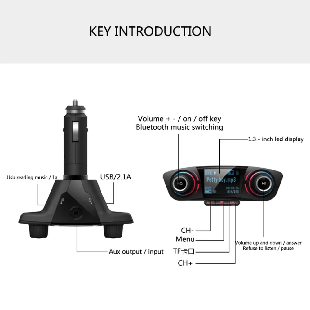 Автомобильный Bluetooth fm-передатчик Aux модулятор аудио MP3-плеер Автоаксессуары