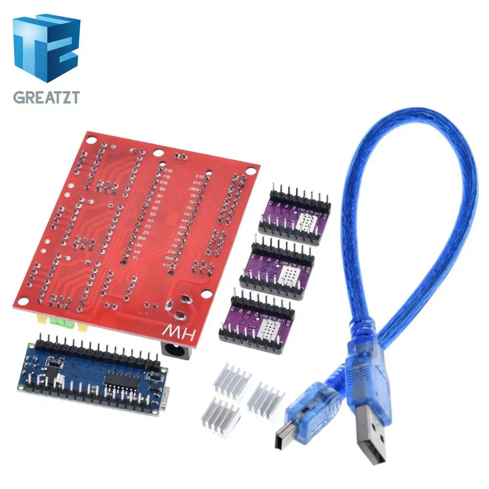 GREATZT 1 комплект 3DV4 CNC Щит V4 + Nano 3 0 шт. DRV8825 Reprap шаговый набор драйверов для