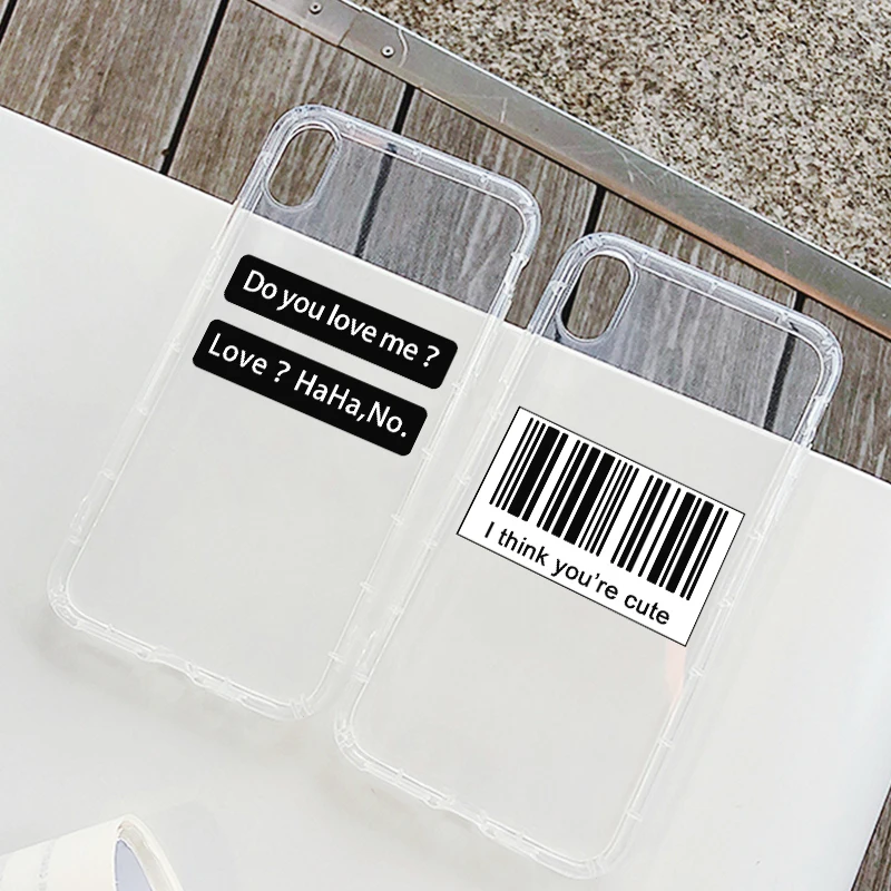 Transparent Phone Case For iPhone 11 Pro Max XR XS Max X XS Case Cover Luxury Soft Tpu Cover for iPhone 6 7p 8p 5 s se Letters