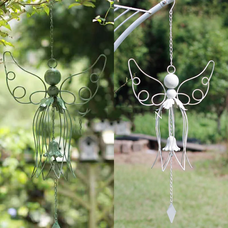 

European Wrought Iron Angel Hanging Wind Chimes Accessories Art Courtyard Balcony Garden Ornaments Craft Outdoor Park Decoration