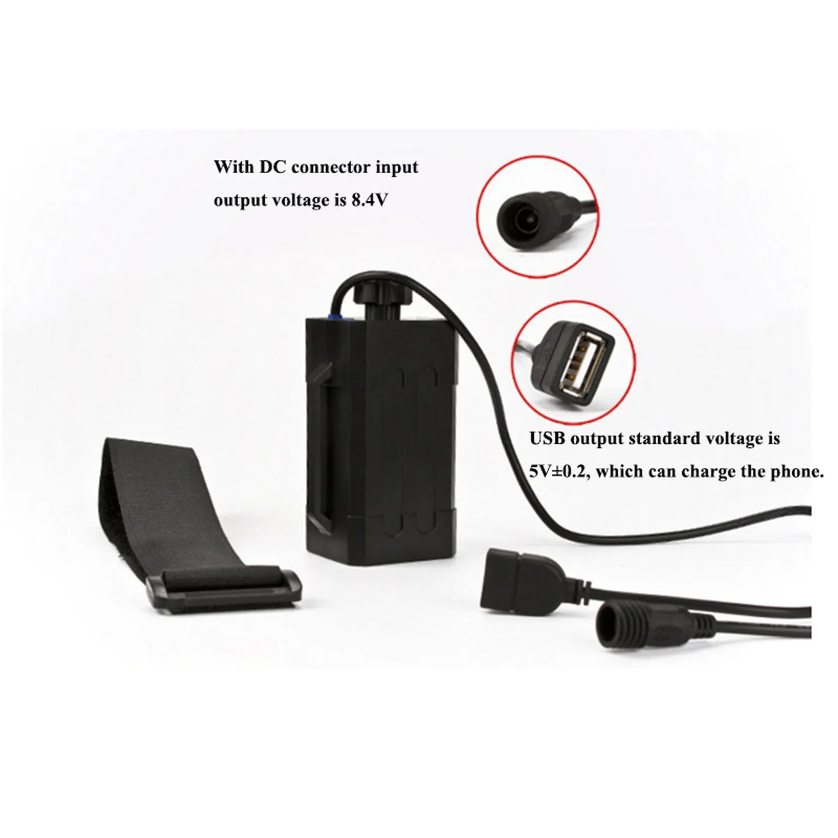 4 x 18650 Battery Box with Cable Belt USB/DC Dual Interface Waterproof 8.4V for Bicycle Tail Light Headlight Bike Lamp