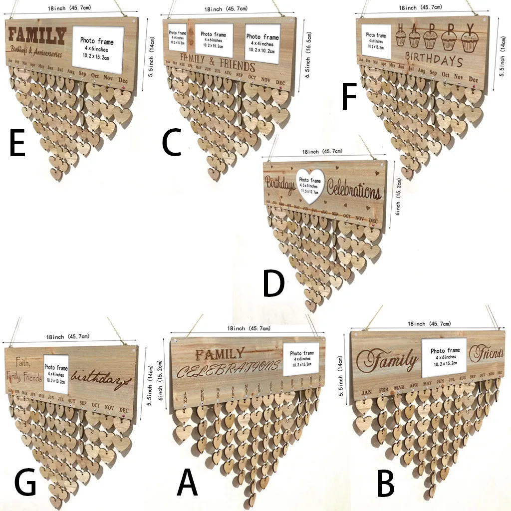 Деревянный день рождения доска напоминаний березовый слой табличка знак DIY аксессуары для календарей крюк специальные даты планировщик доска подвесные украшения