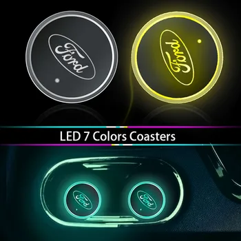 

Car Luminescent Cup Pad Auto Logo LED Light Mat for Fords Focus 2 3 1 MK5 MK4 MK2 MK3 MK1 Fusion Kuga Accessories Interior Goods